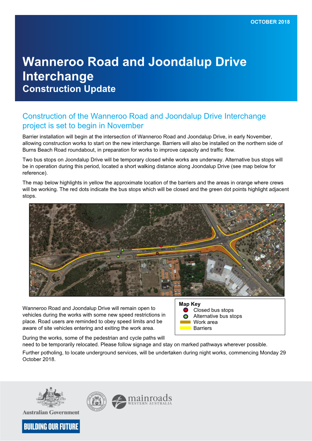 Wanneroo Road and Joondalup Drive Interchange Construction Update