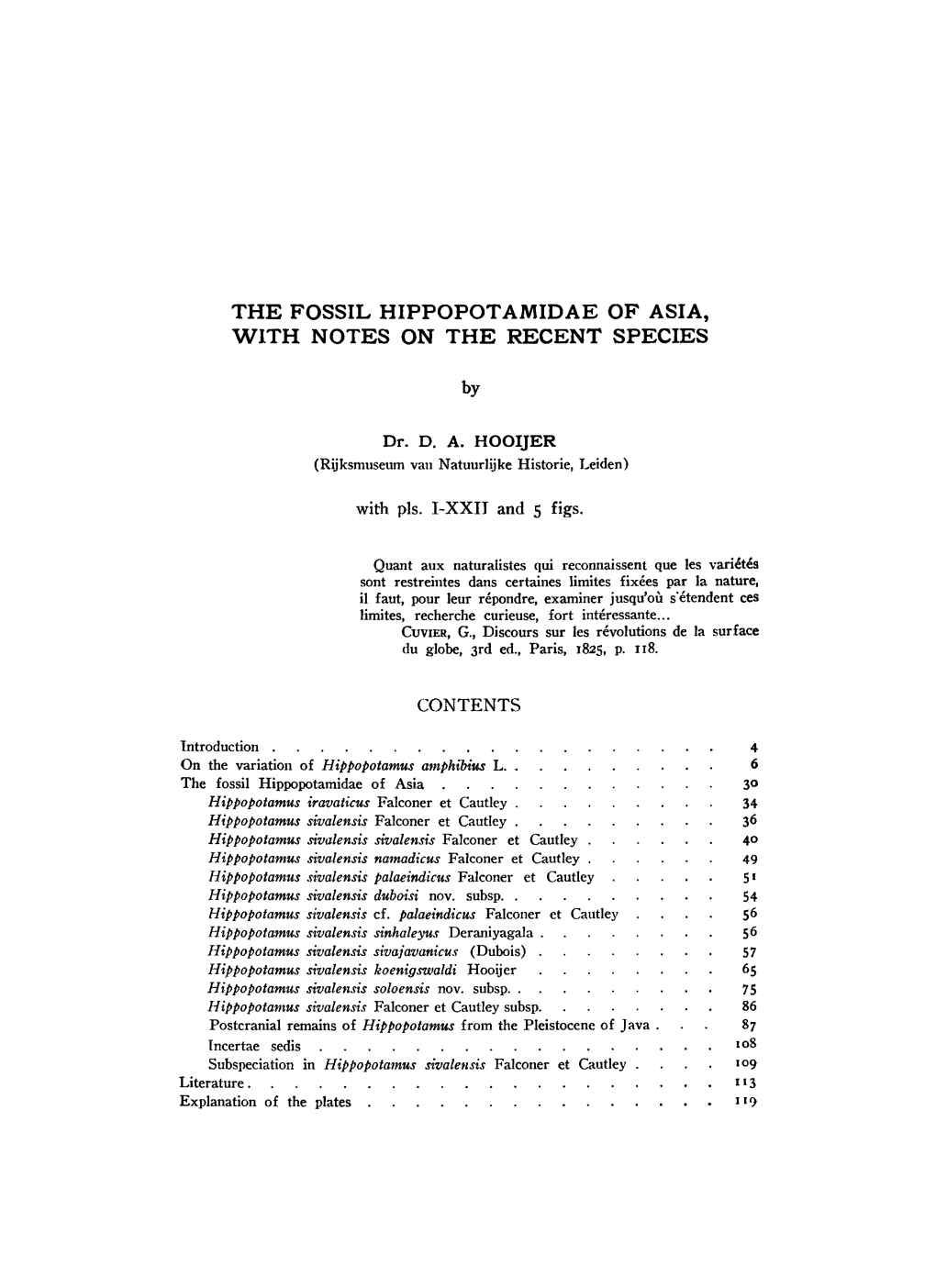 The Fossil Hippopotamidae of Asia, with Notes on the Recent Species