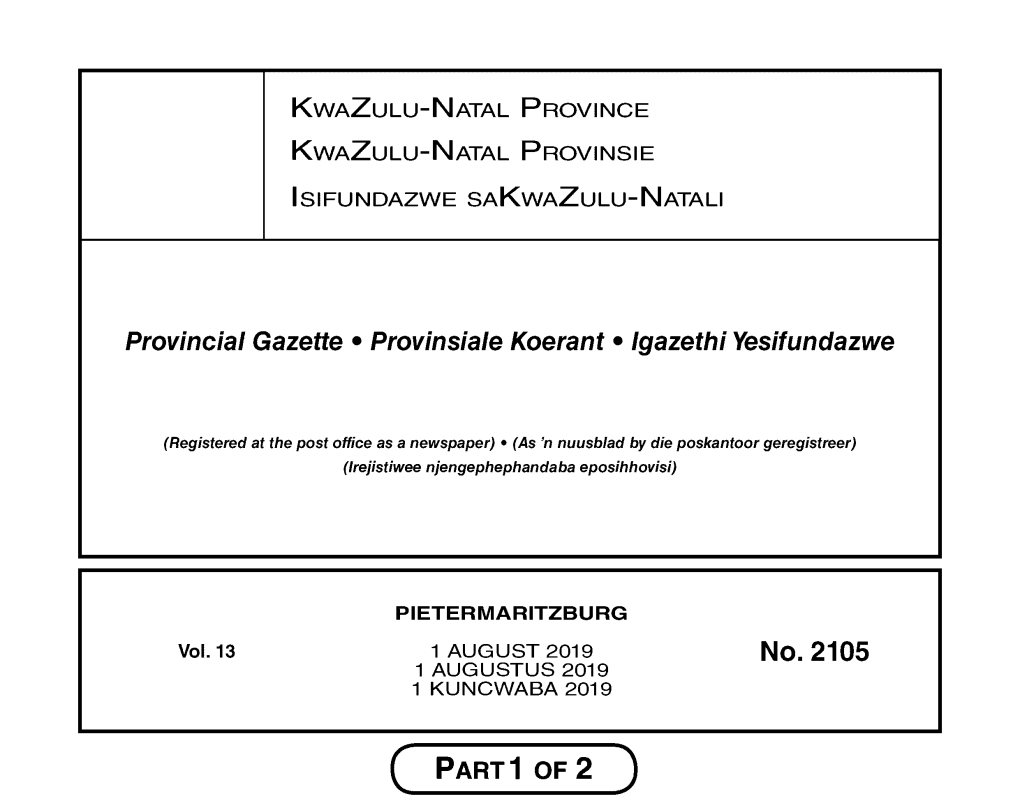 Provincial Gazette • Provinsiale Koeranf • Igazefhi Yesifundazwe No