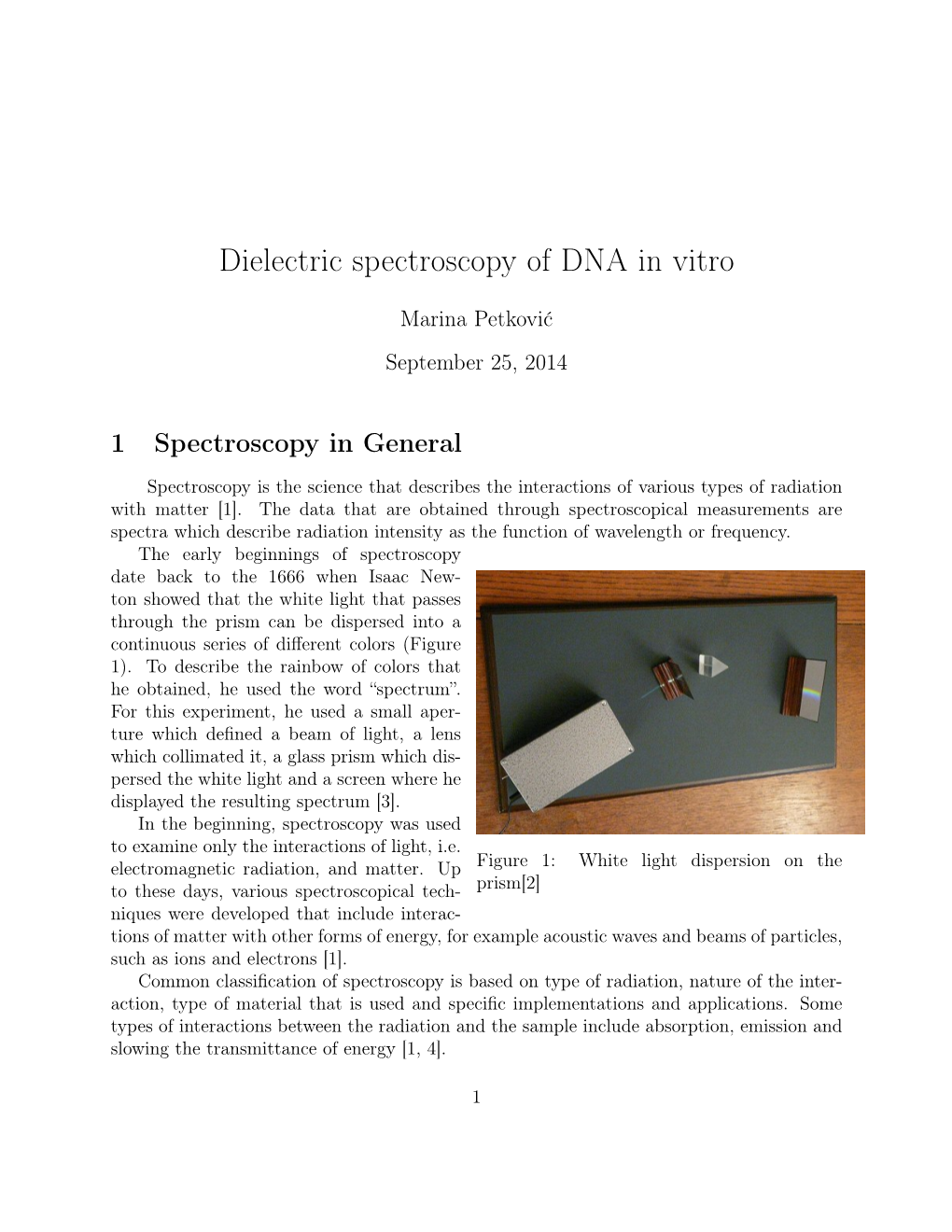 Dielectric Spectroscopy of DNA in Vitro