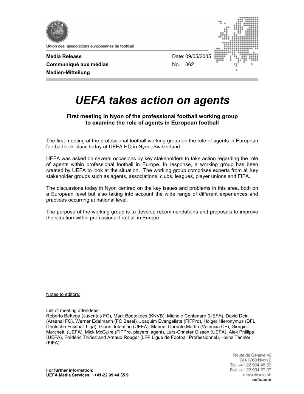 UEFA Takes Action on Agents