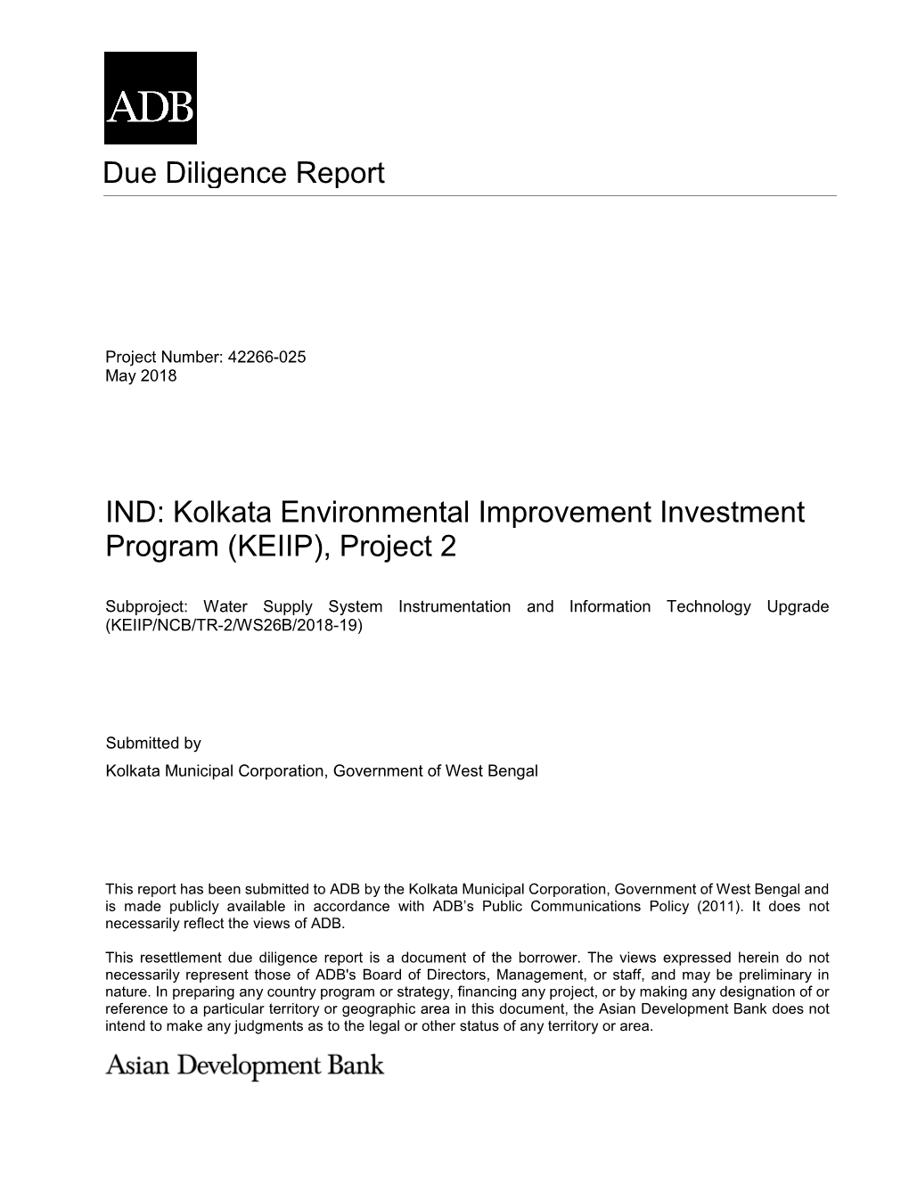 Kolkata Environmental Improvement Investment Program (KEIIP), Project 2