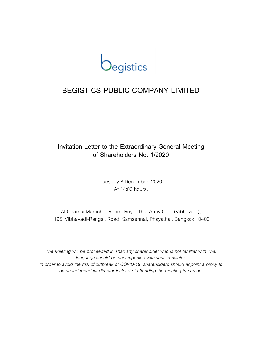 Begistics Public Company Limited