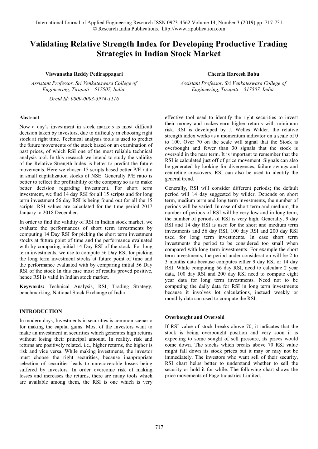 Validating Relative Strength Index for Developing Productive Trading Strategies in Indian Stock Market