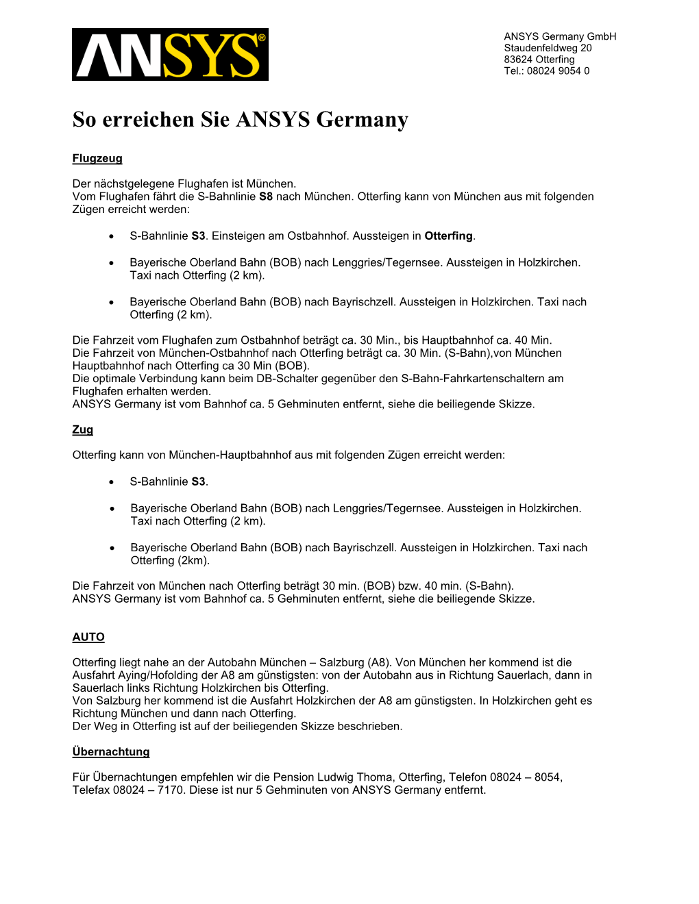 So Erreichen Sie ANSYS Germany