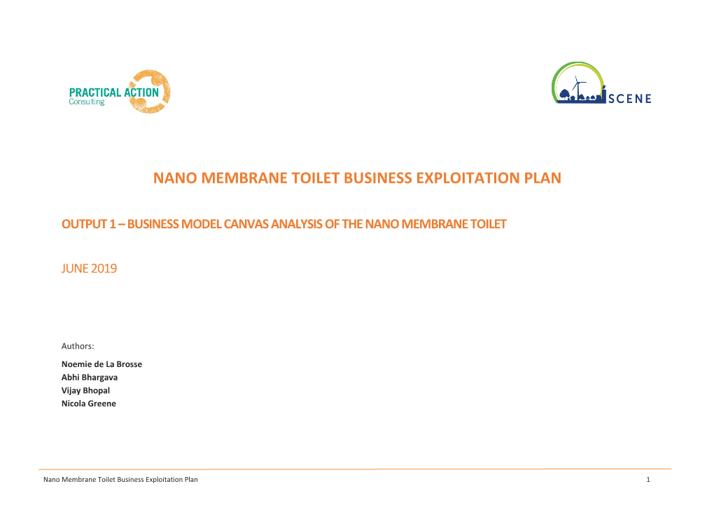 Nano Membrane Toilet Business Exploitation Plan