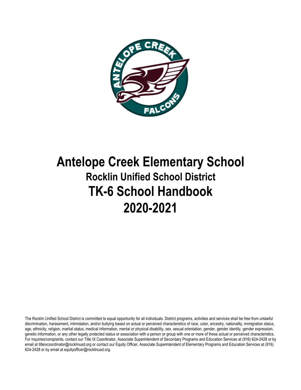 TK-6 School Handbook 2020-2021