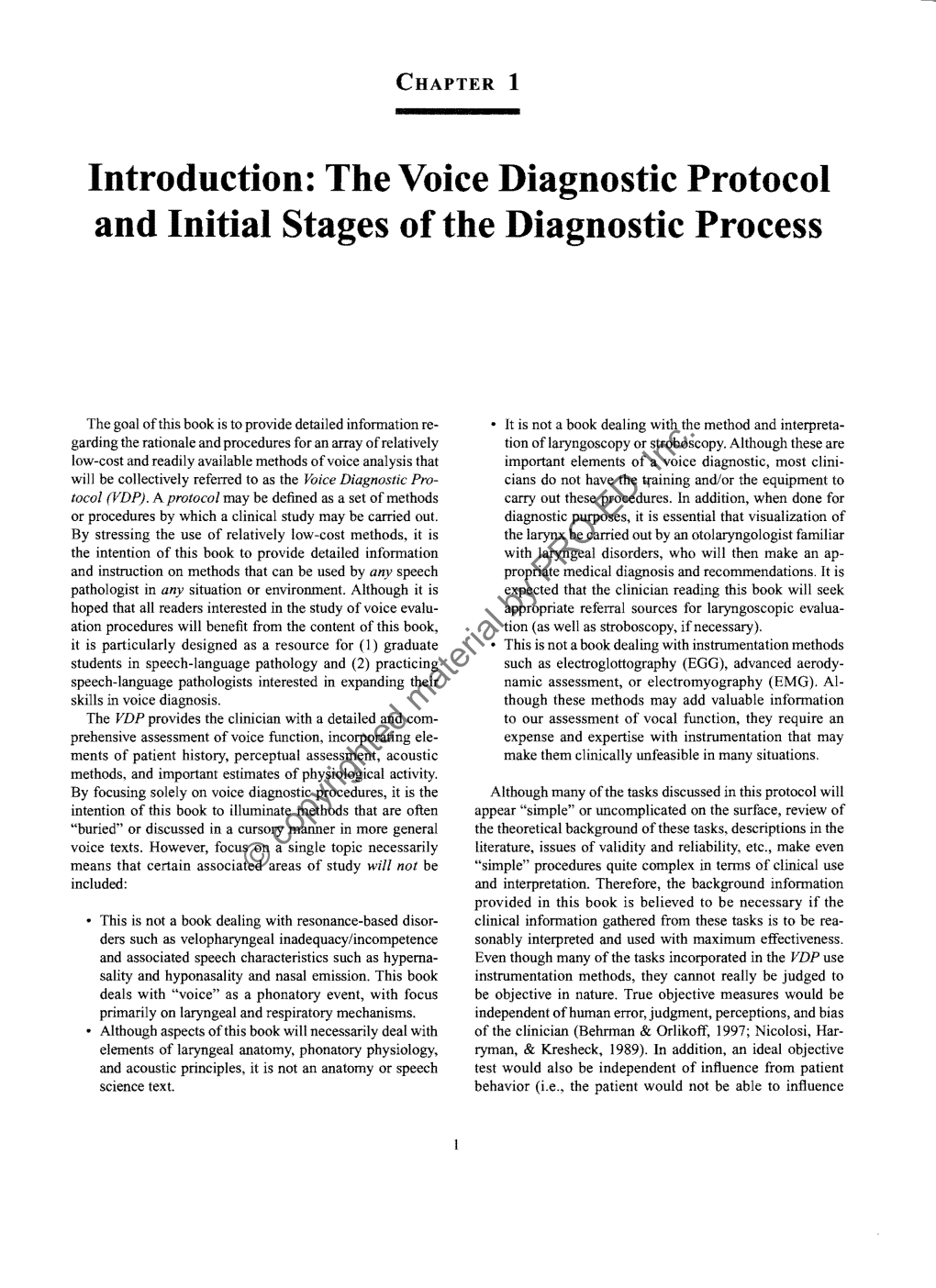 Introduction: the Voice Diagnostic Protocol and Initial Stages of the Diagnostic Process