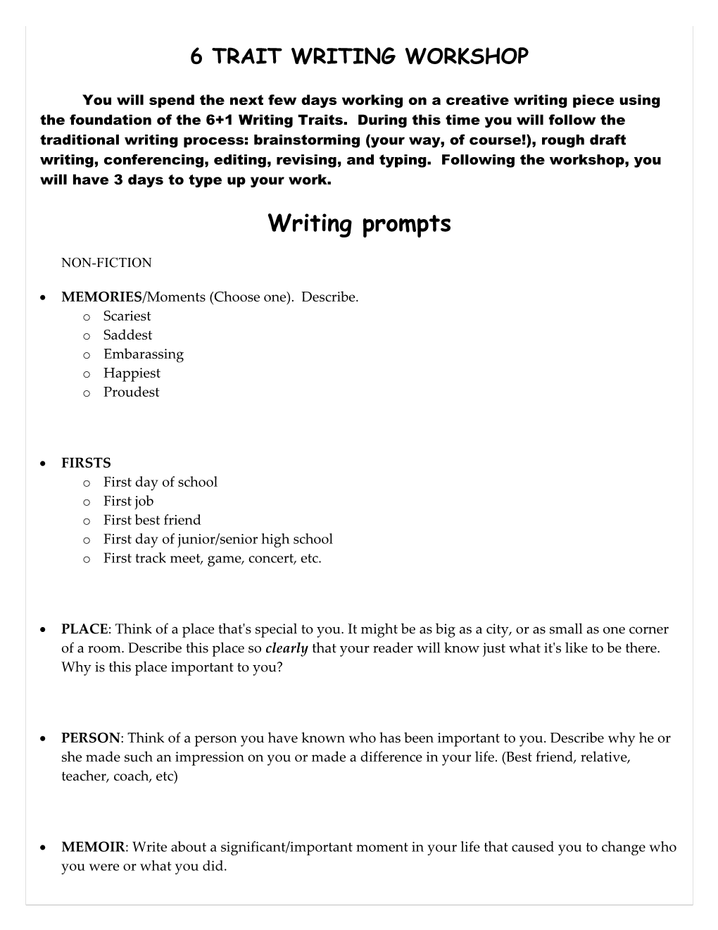 6+1 Trait Writing Workshop