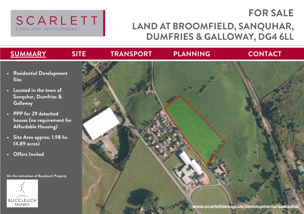 For Sale Land at Broomfield, Sanquhar, Dumfries & Galloway, Dg4 6Ll