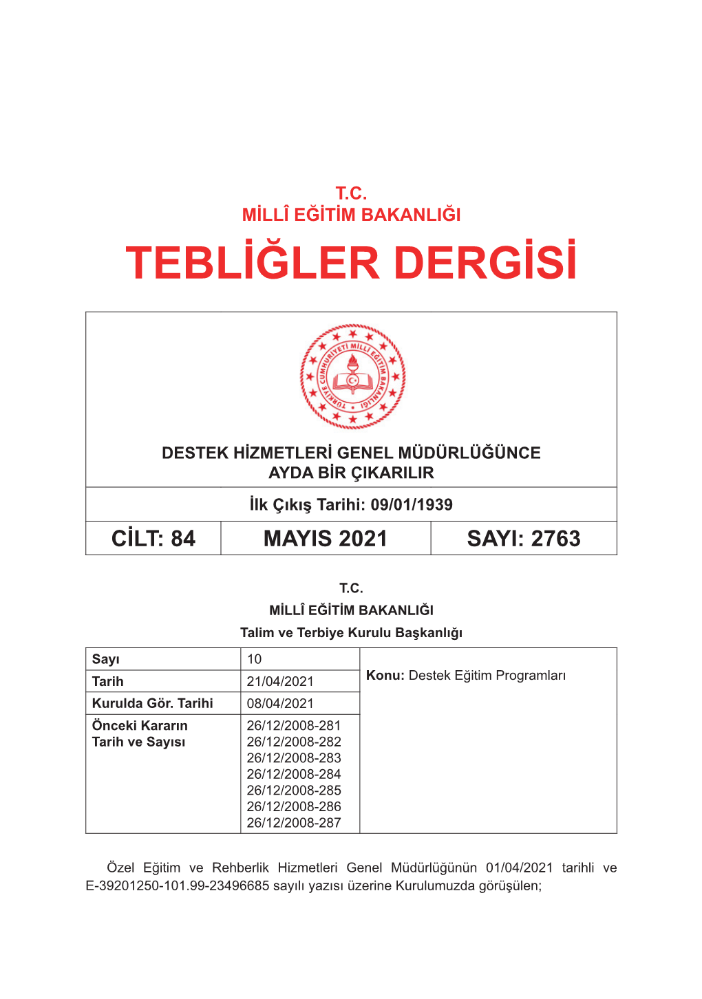 Tebliğler Dergisi