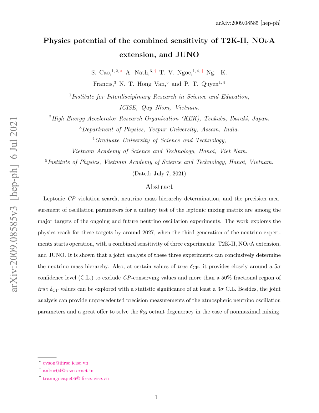 Arxiv:2009.08585V3 [Hep-Ph] 6 Jul 2021 CP Analysis Can Provide Unprecedented Precision Measurements of the Atmospheric Neutrino Oscillation