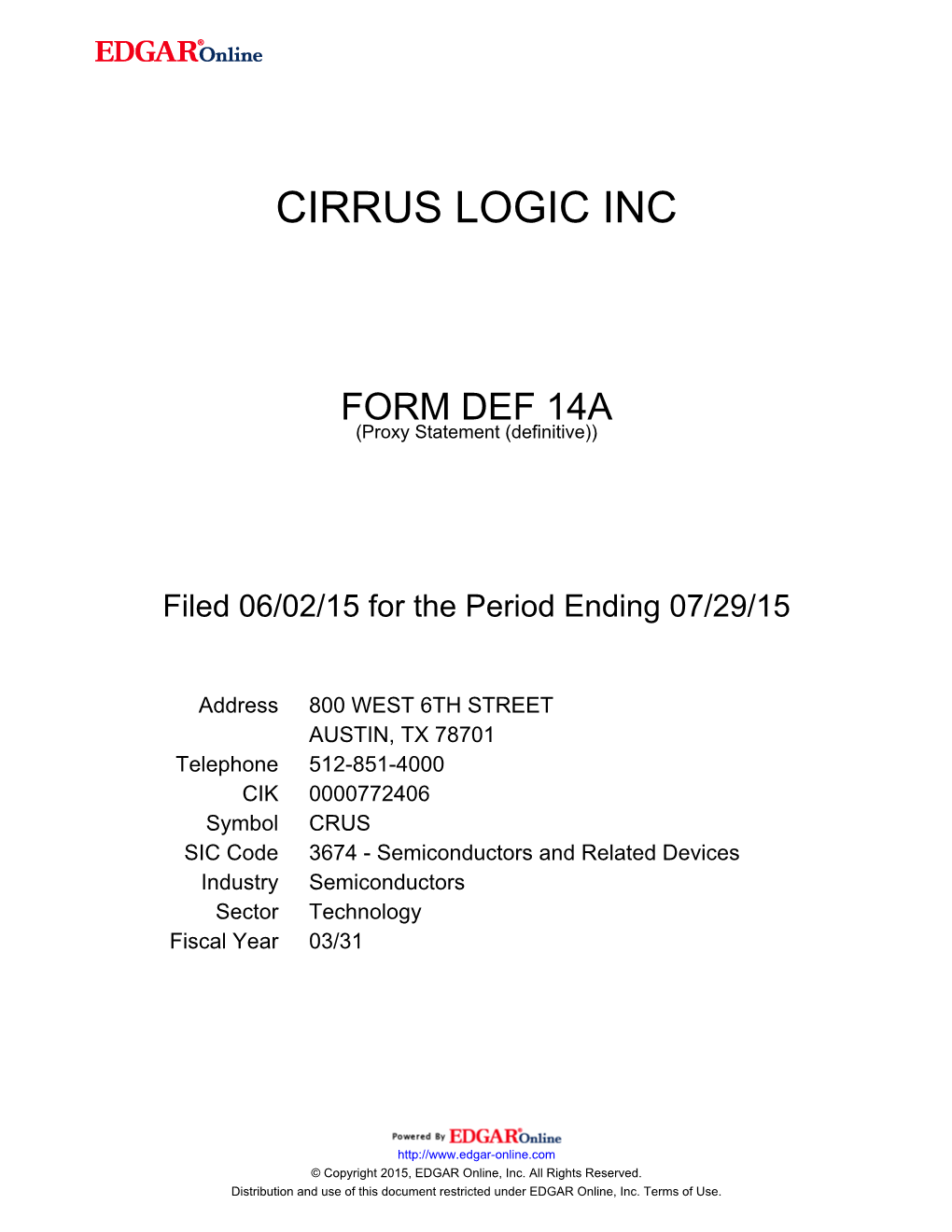 Cirrus Logic Inc