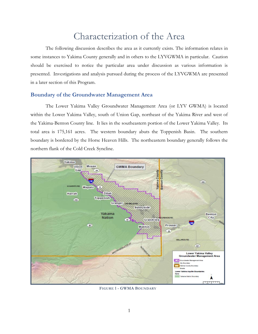 Characterization of the Area the Following Discussion Describes the Area As It Currently Exists