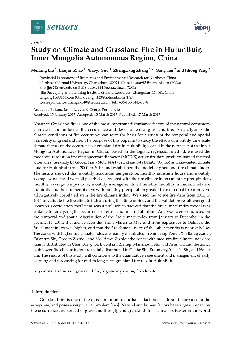Study on Climate and Grassland Fire in Hulunbuir, Inner Mongolia Autonomous Region, China