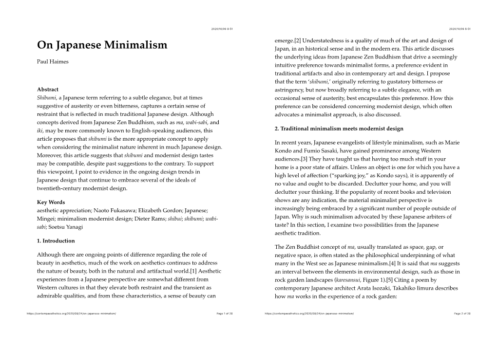 On Japanese Minimalism.Pdf