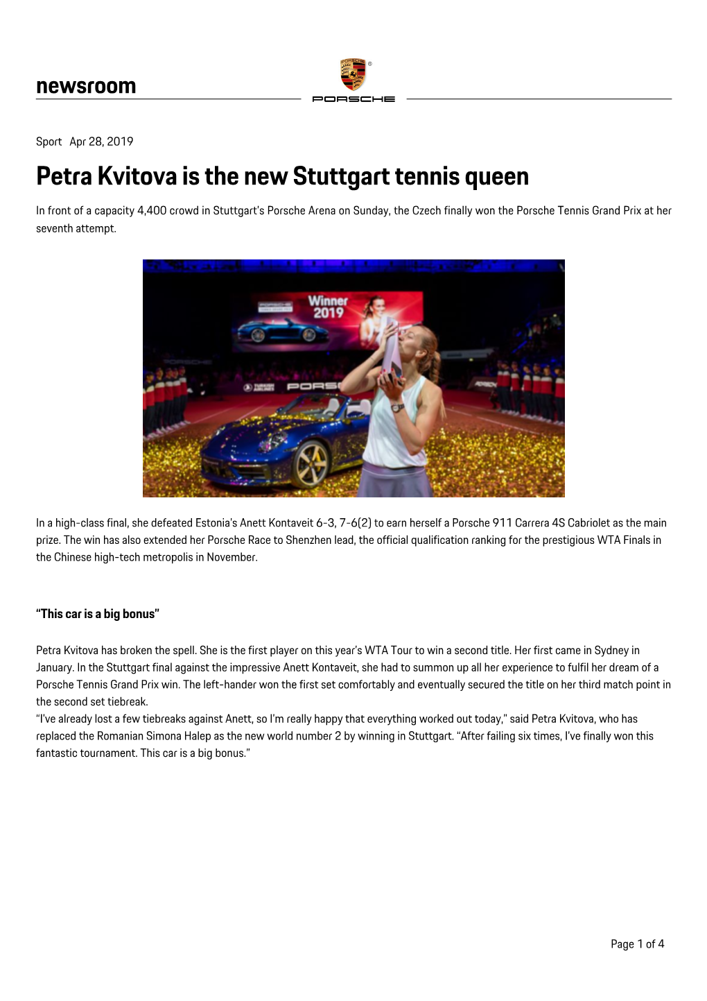 Petra Kvitova Is the New Stuttgart Tennis Queen