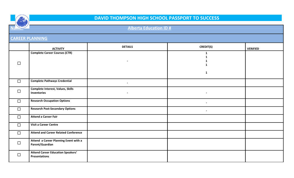 David Thompson High School Passport to Success