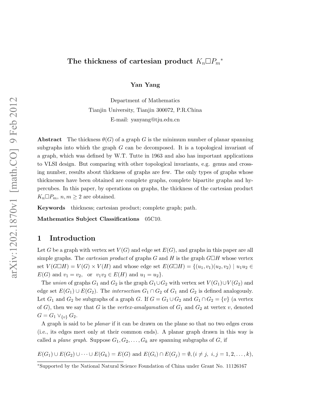 The Thickness of Cartesian Product $ K N\Box P M$