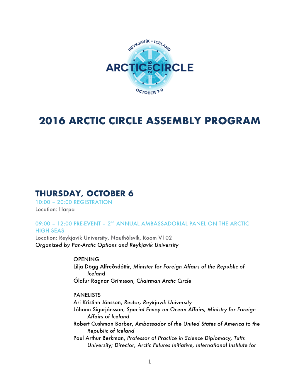 2016 Arctic Circle Assembly Program