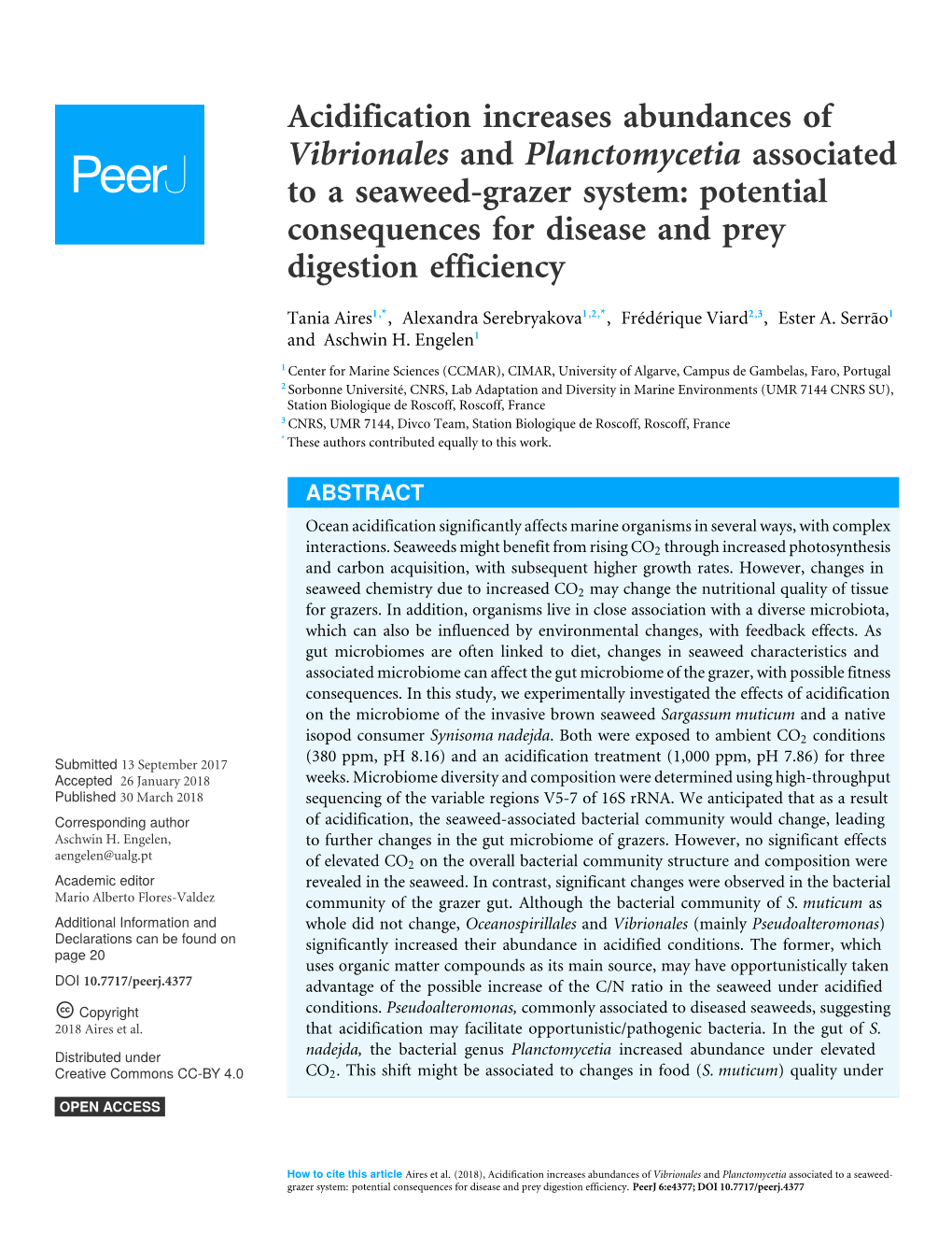 Acidification Increases Abundances of Vibrionales And