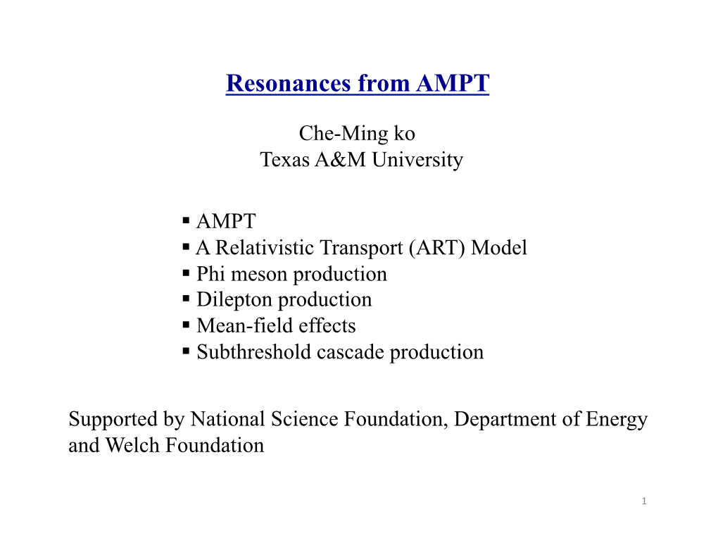 Resonances from AMPT