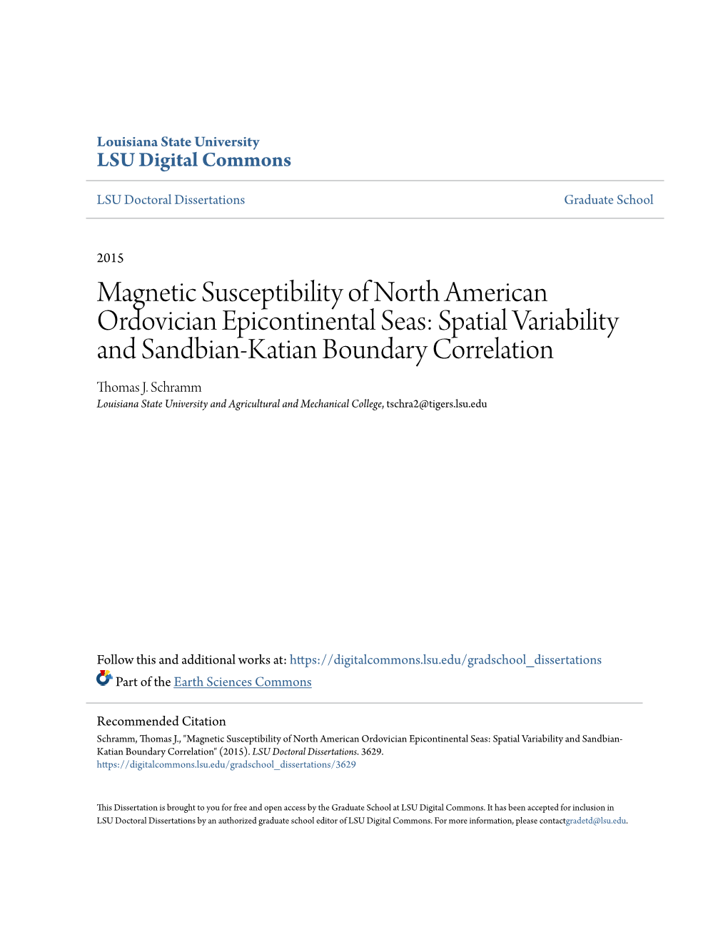 Magnetic Susceptibility of North American Ordovician Epicontinental Seas: Spatial Variability and Sandbian-Katian Boundary Correlation Thomas J