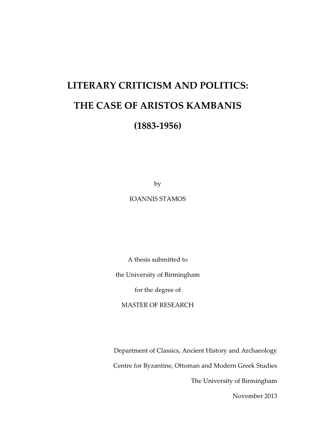 Literary Criticism and Politics