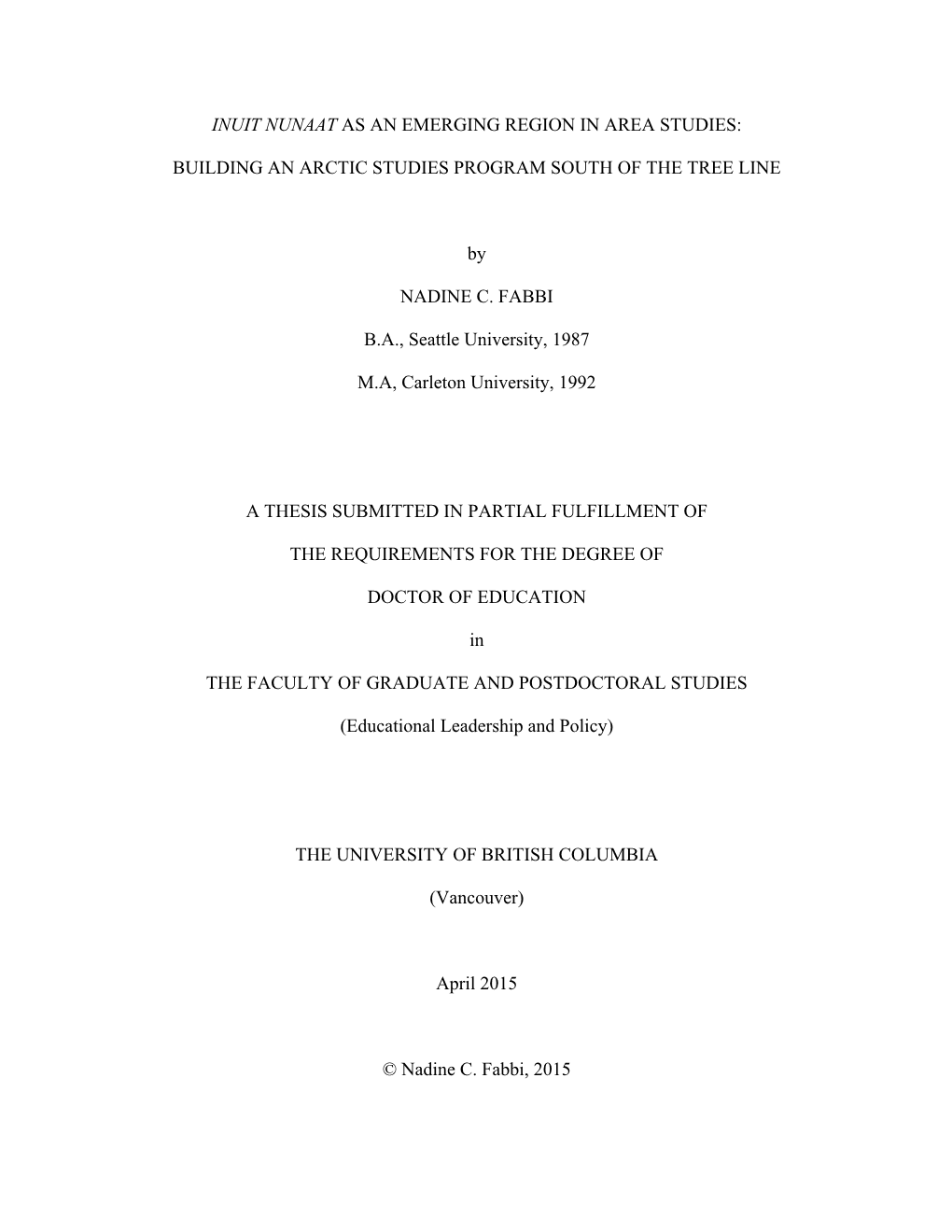 Inuit Nunaat As an Emerging Region in Area Studies