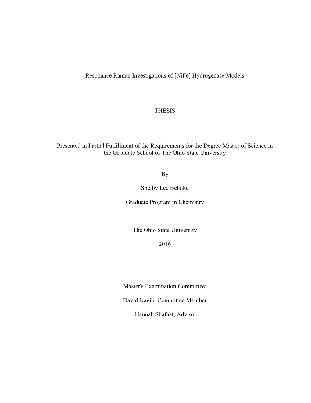 Resonance Raman Investigations of [Nife] Hydrogenase Models