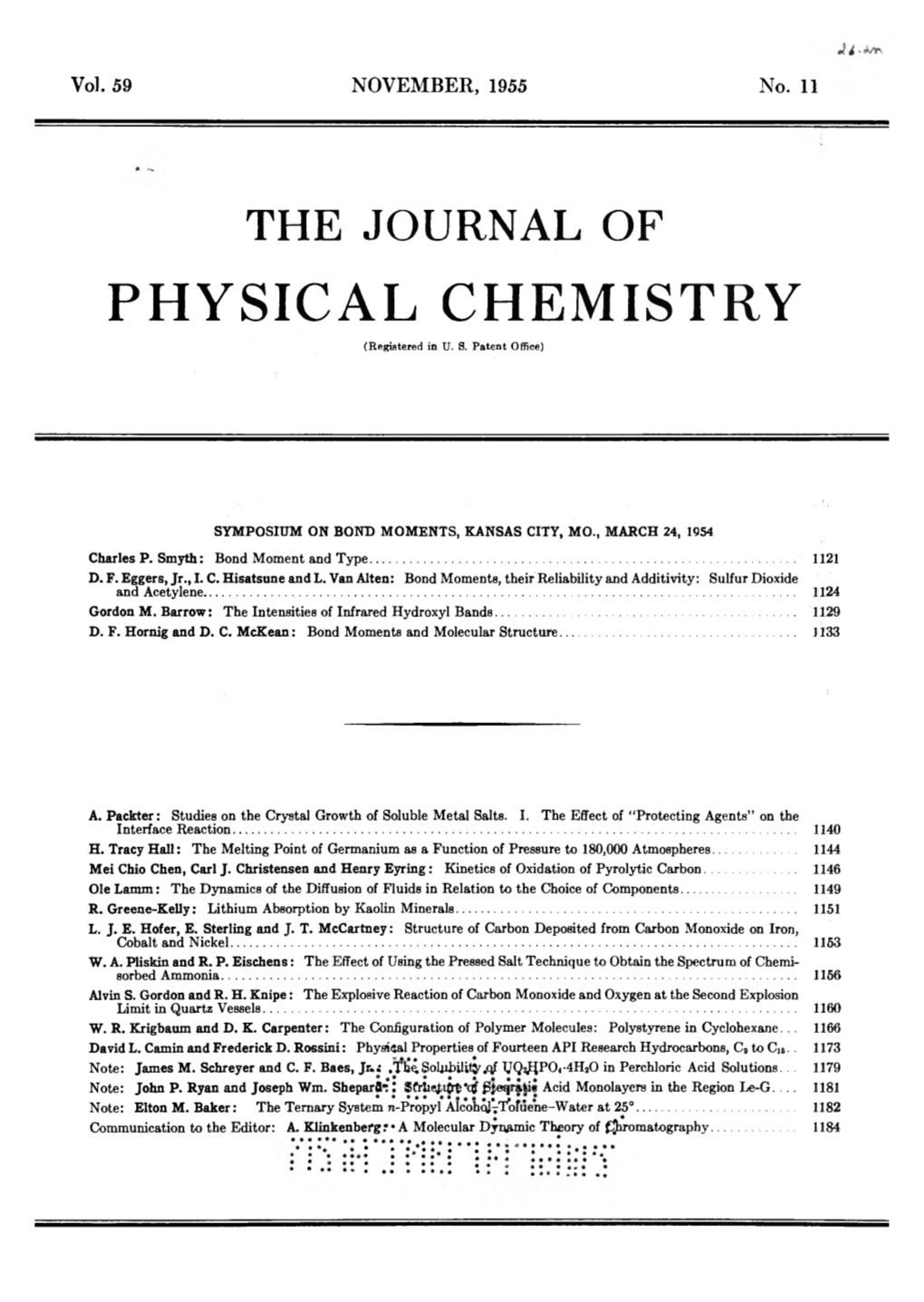 The Journal of Physical Chemistry 1955 Volume.59 No.11