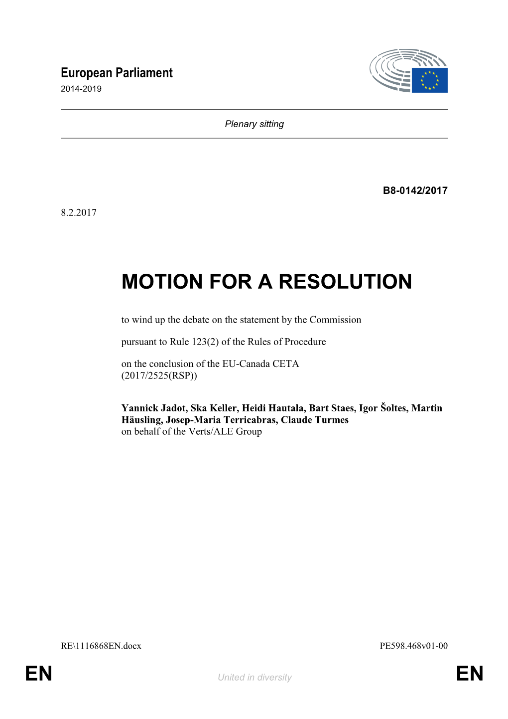 En En Motion for a Resolution