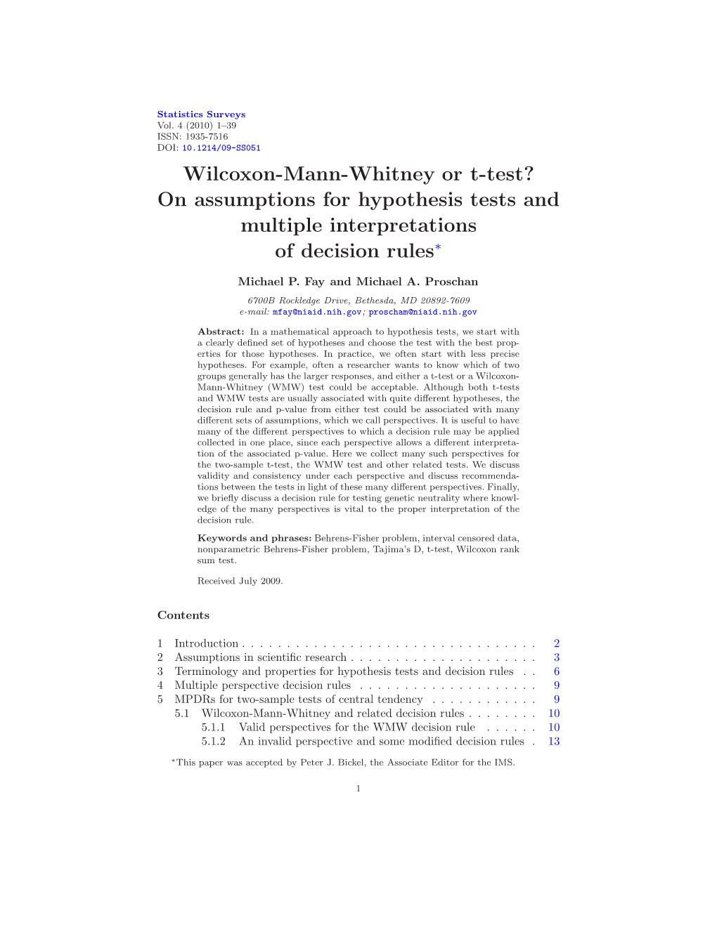 On Assumptions for Hypothesis Tests and Multiple Interpretations of Decision Rules∗