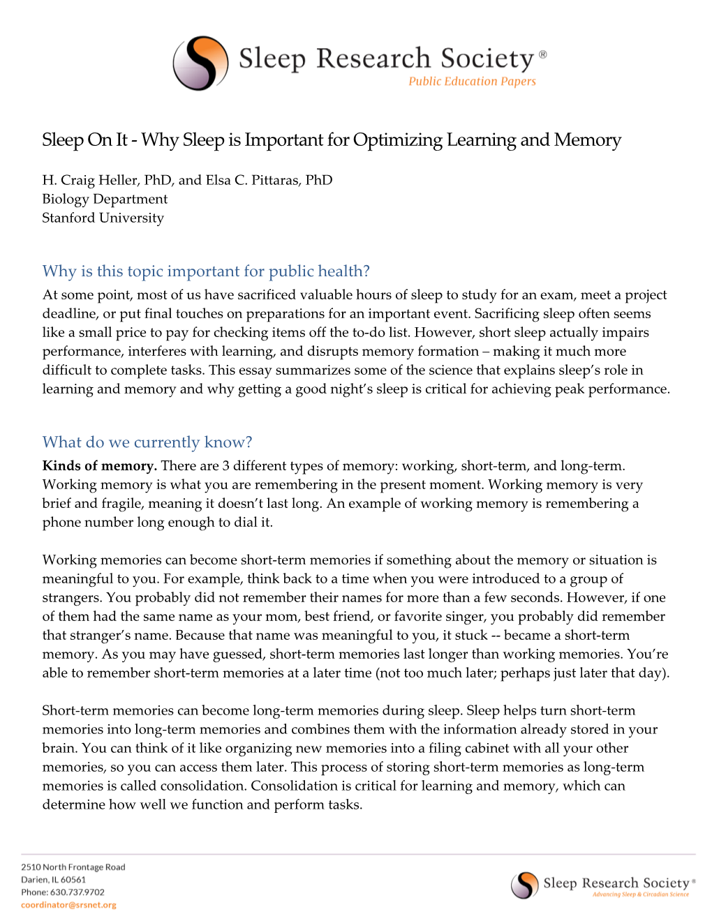 Why Sleep Is Important for Optimizing Learning and Memory