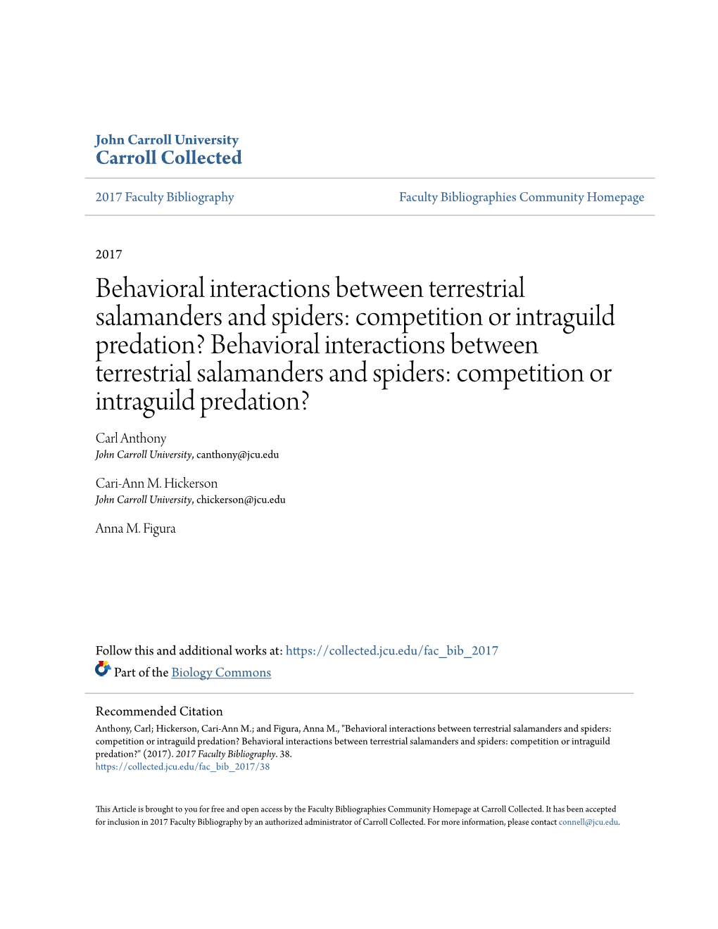 Behavioral Interactions Between Terrestrial