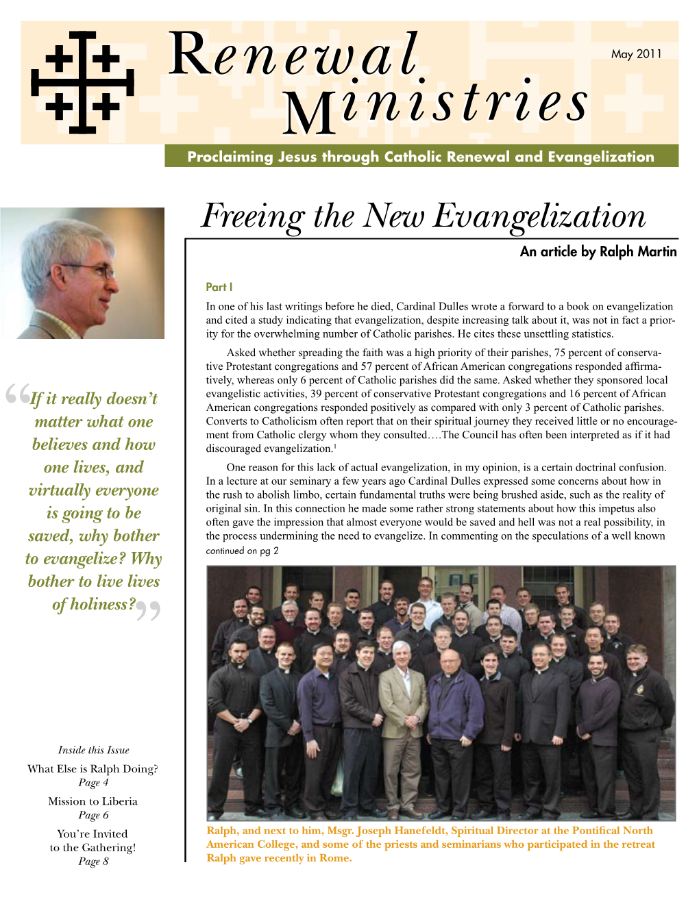 Freeing the New Evangelization an Article by Ralph Martin