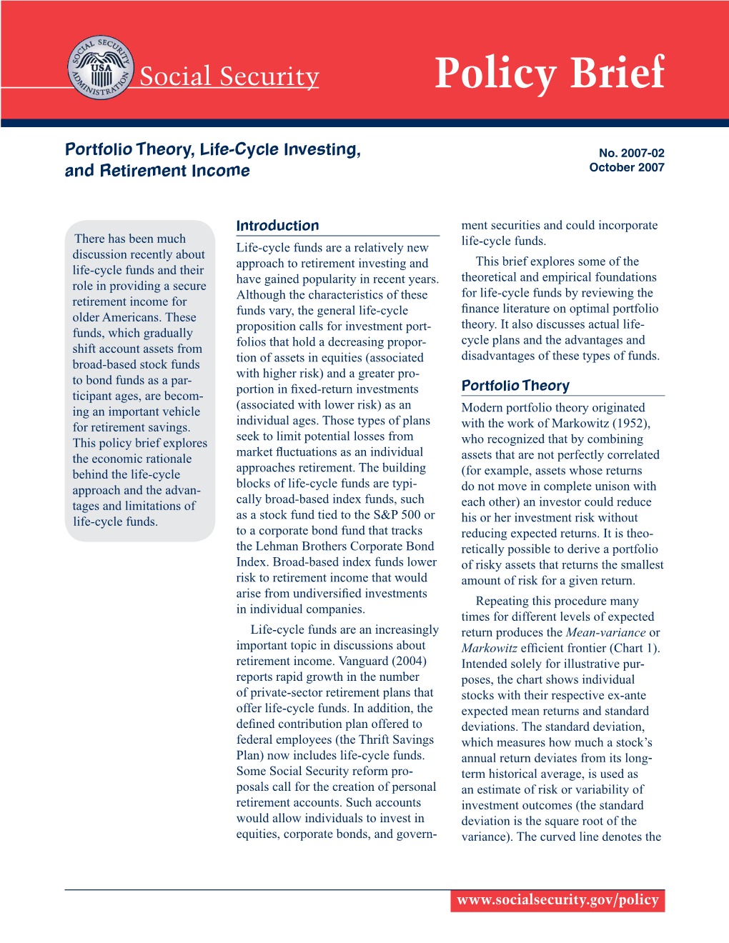 Portfolio Theory, Life-Cycle Investing, and Retirement Income