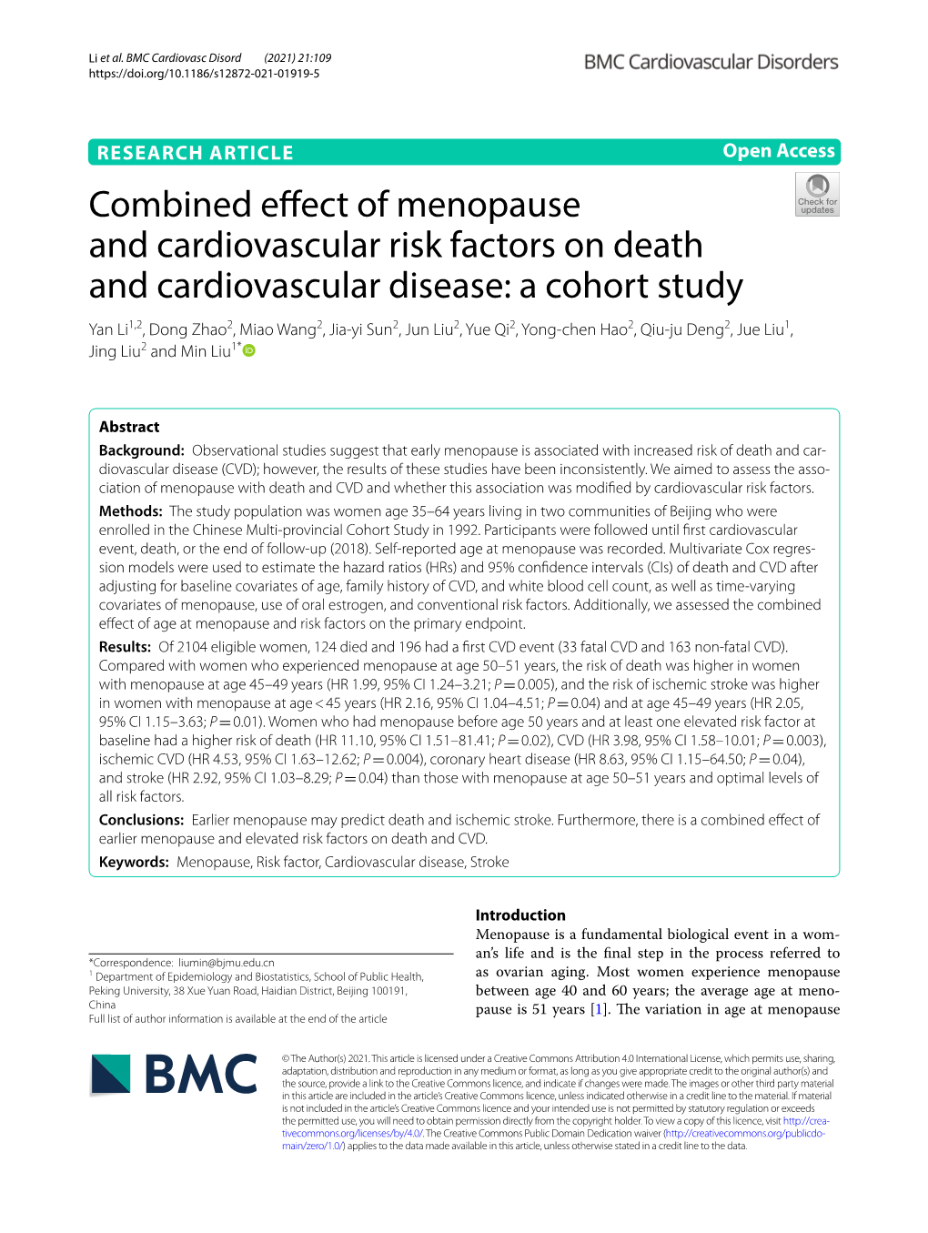 Combined Effect of Menopause And