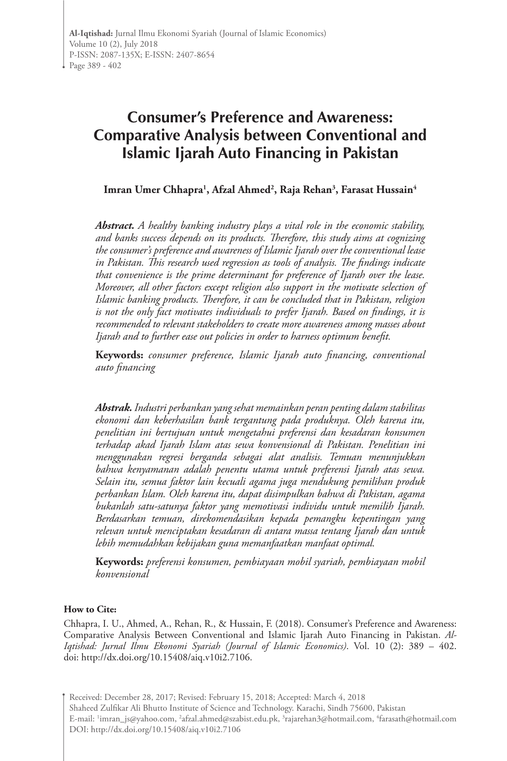 Comparative Analysis Between Conventional and Islamic Ijarah Auto Financing in Pakistan