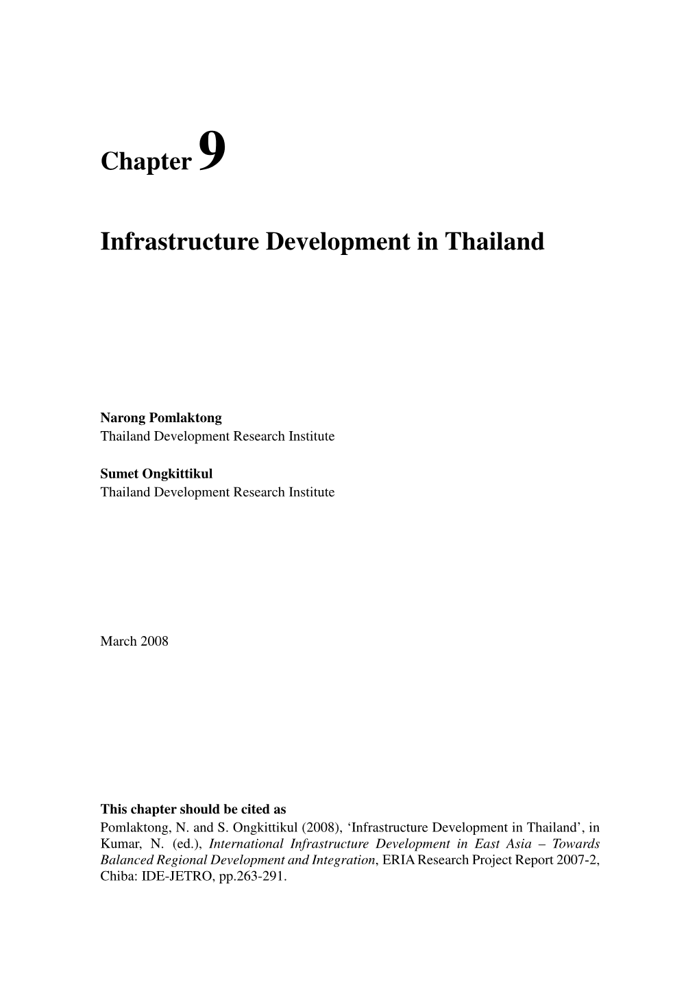 Chapter 9 Infrastructure Development in Thailand