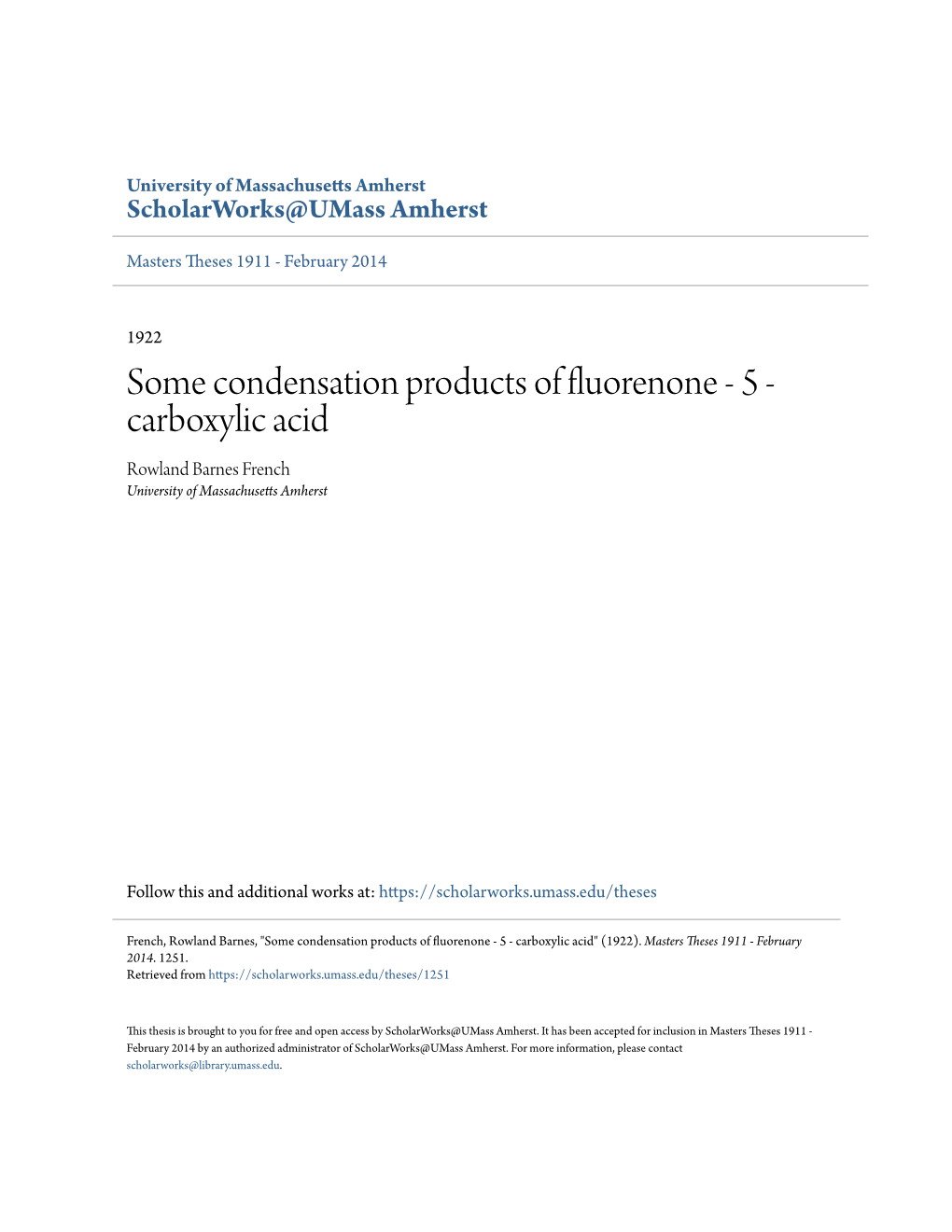 Carboxylic Acid Rowland Barnes French University of Massachusetts Amherst