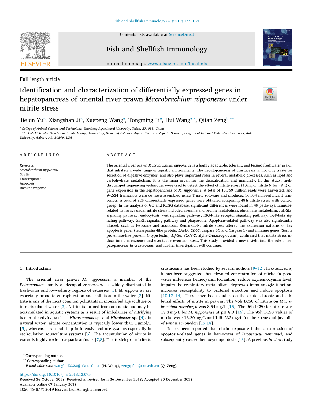 Identification and Characterization of Differentially Expressed Genes In