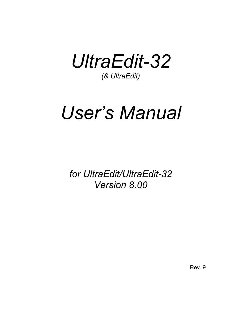 Ultraedit-32 User's Manual