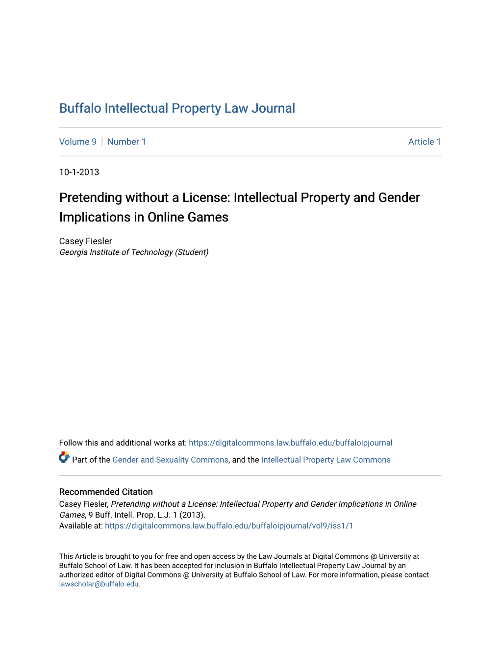 Intellectual Property and Gender Implications in Online Games