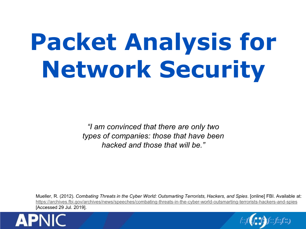 Packet Analysis for Network Security