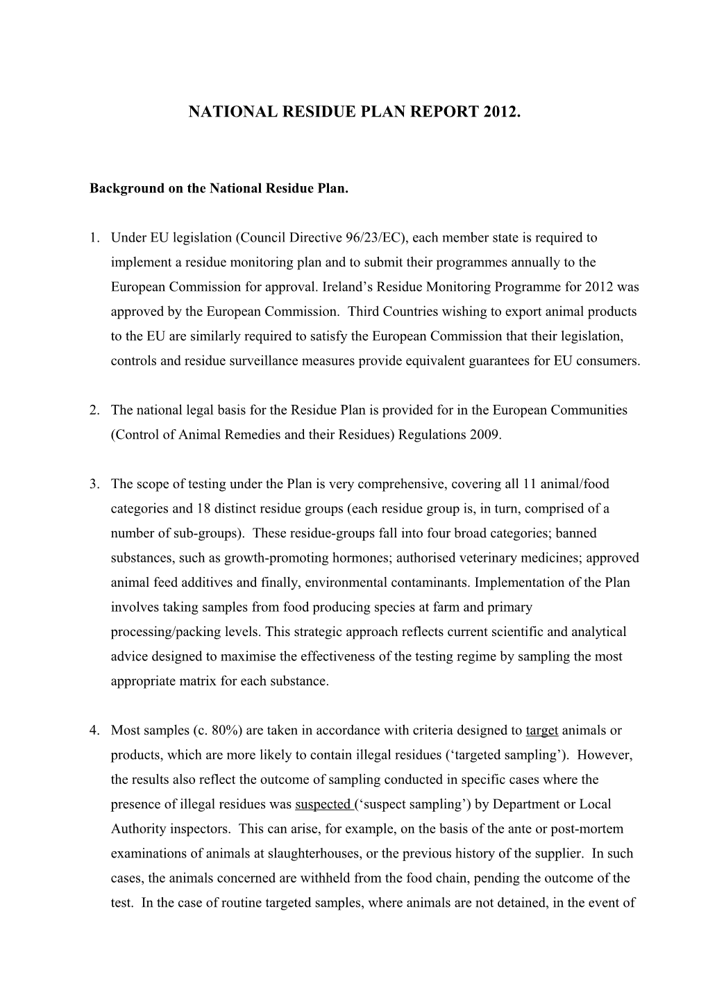 Daff Releases Results of 2008 National Residue Plan