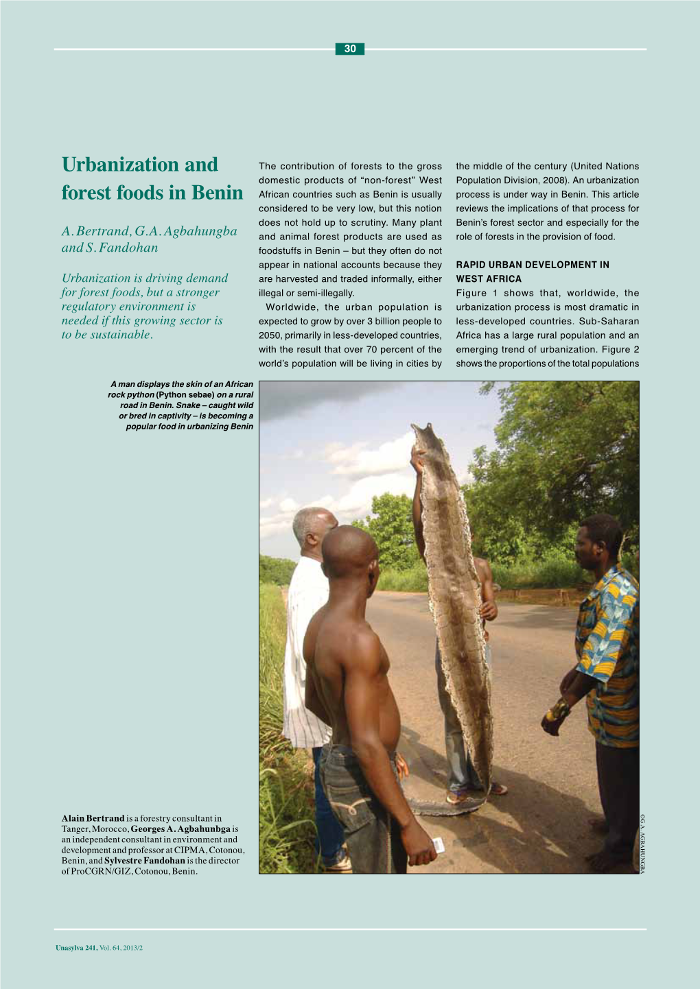 Urbanization and Forest Foods in Benin