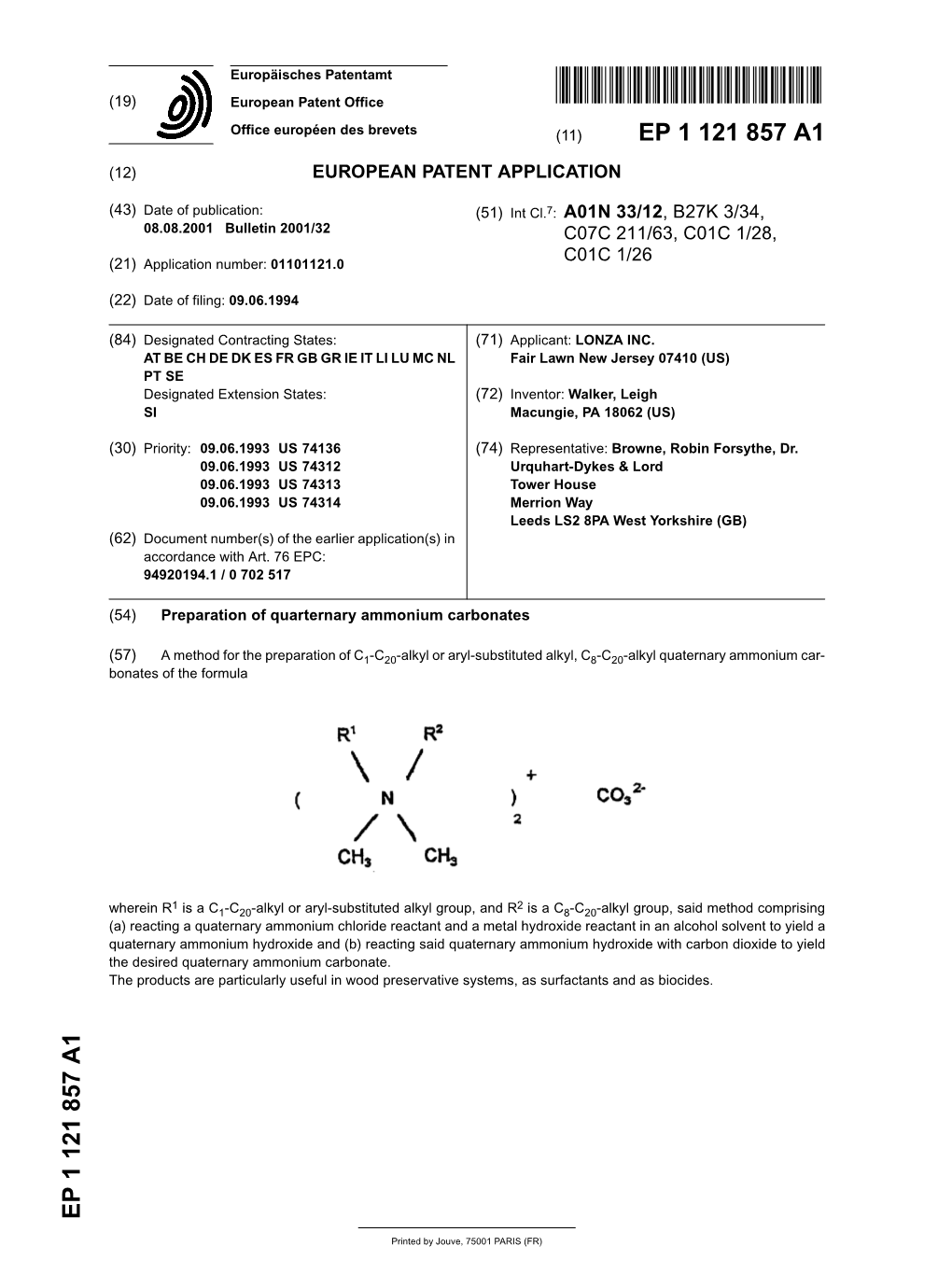 Preparation of Quarternary Ammonium Carbonates