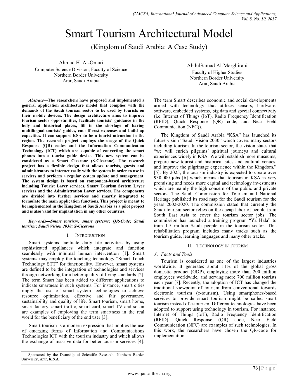 Smart Tourism Architectural Model (Kingdom of Saudi Arabia: a Case Study)