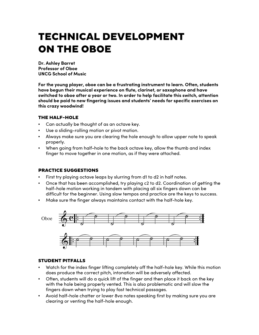 Technical Development on the Oboe